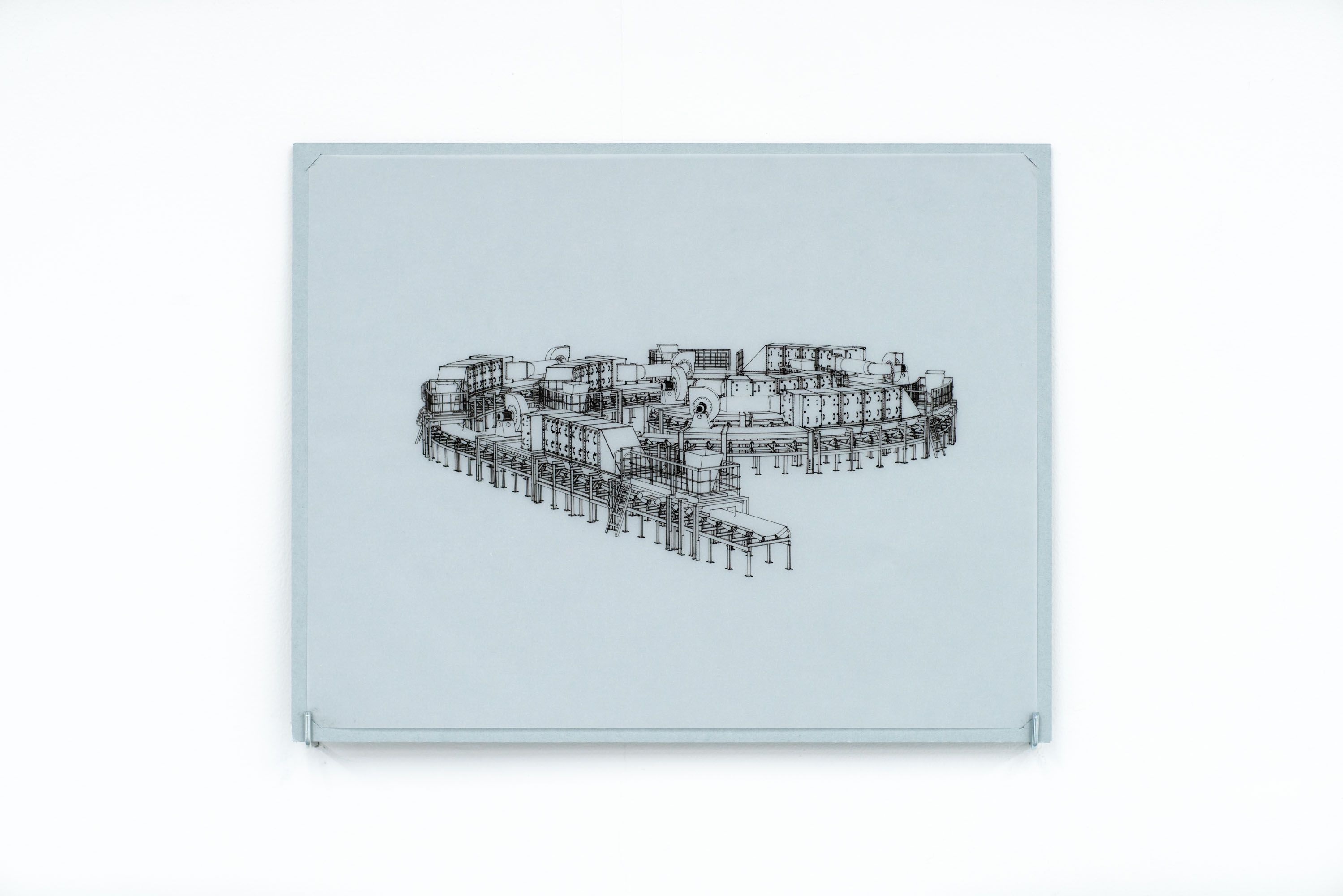 Marissa Lee Benedict and David Rueter, Spiral Dust Collector, 2021, Pen on vellum, 11 x 14 inches