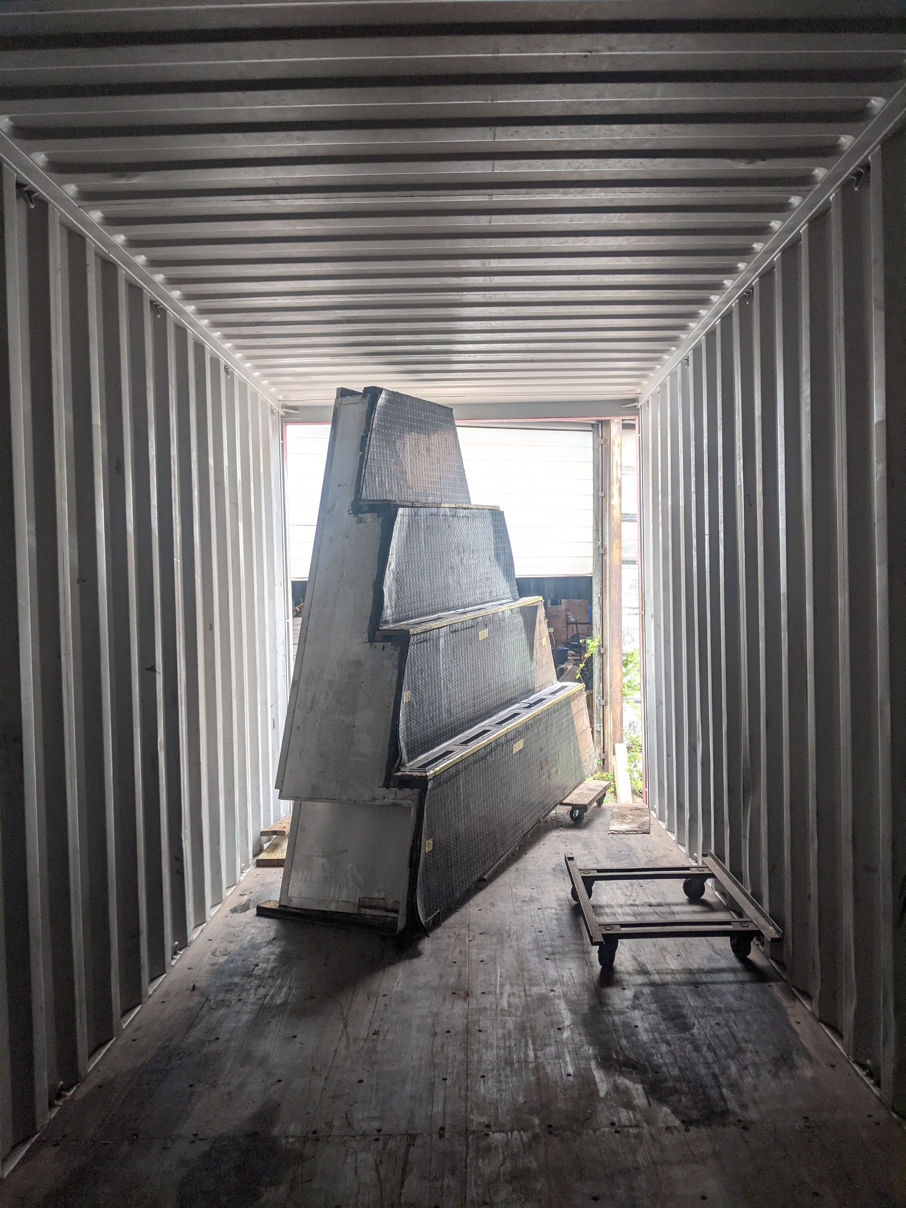 deposition / desposição, 2021: A chunk of the former trading floor of the Chicago Board of Trade, en route to São Paulo, 2021. Marissa Lee Benedict, Daniel de Paula, and David Rueter