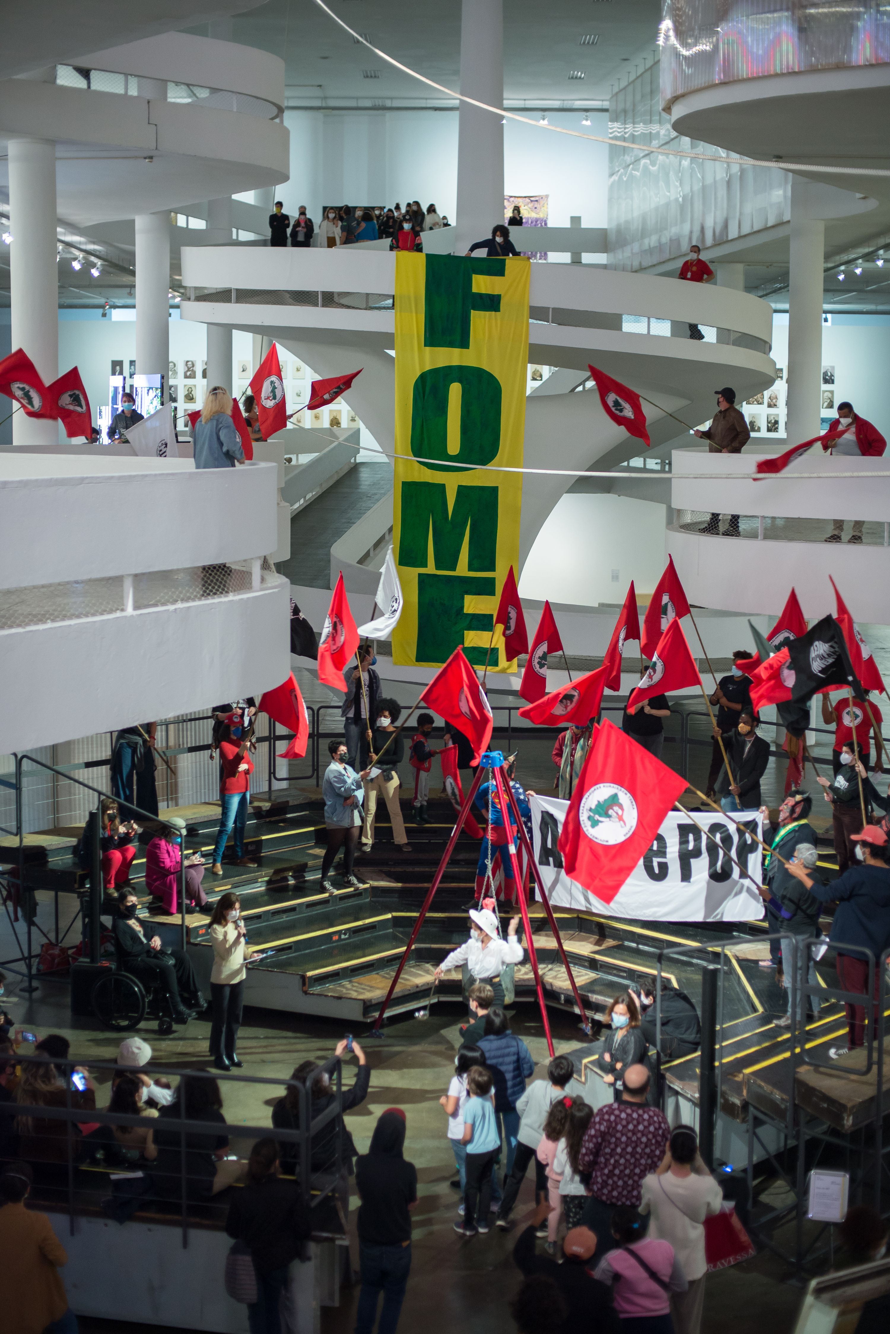 deposition / desposição, 2021: deposition , occupied by MST, at the 34th São Paulo Biennial, Brazil, 2021. Marissa Lee Benedict, Daniel de Paula, and David Rueter